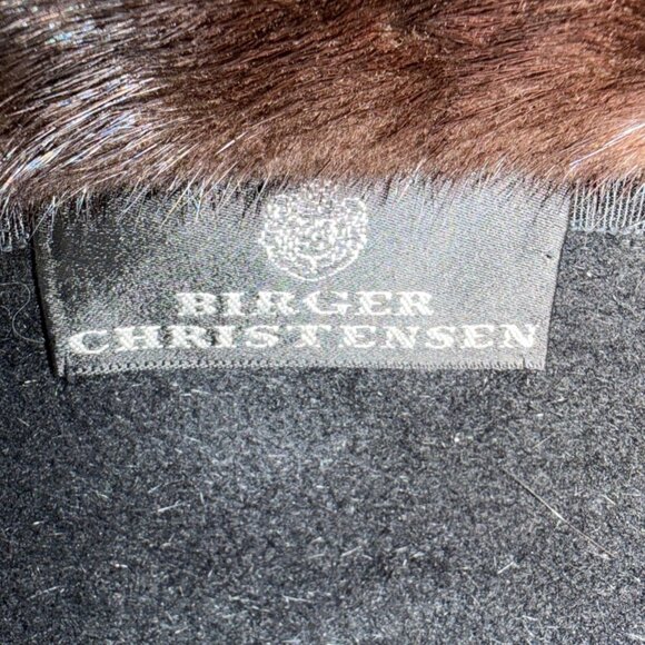 Vintage 1990s Birger Christensen Black Felt Hat with Brown Mink Fur Trim OSFM main image 5